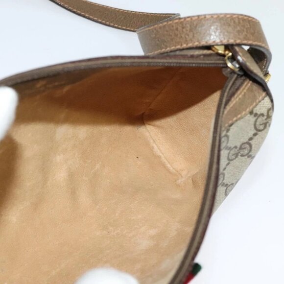 GUCCI GG Supreme Web Sherry Line Bag PVC Beige Gold - Picture 13 of 16